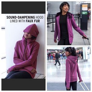 Betabrand Knockout Hoodie Women's Travel Hoodie With Eye Mask Purple Small